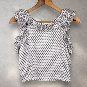 Koch Ruffle Neck Sleeve Geometric Satin Blouse‎ Sz XS